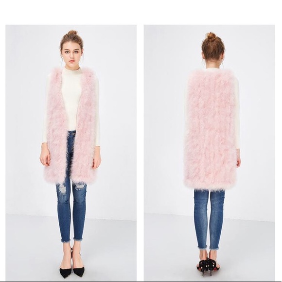 Only 2 left! SALE gray feather vest, - Picture 5 of 5